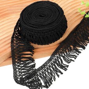 10 Yards Black Sewing Fringe Trim 2.3'' Wide Cotton Tassel Fringe Trim Boho Long Fringe Trim for Clothes Lamp Shade Curtain Dress Crafts Accessories Home Decor