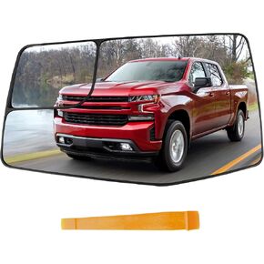 Heated Mirror Glass with Convex Blind Spot Glass - Door Mirror Glass Compatible with 2019-2024 Chevy Sliverado 1500 and GMC Sierra 1500 - Replaces 84309709 GM1325159 - Passenger Right Side