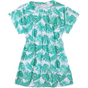 Milumia Girl's Tropical Print Mesh Sheer Coverups Bikini Swimsuit Cover Up