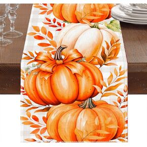 Netnology Maple Leaf Fall Table Runner, Buffalo Plaid Thanksgiving Table Runner, Seasonal Farmhouse Indoor Decor Autumn Decorations for Home 13 x 72 Inch