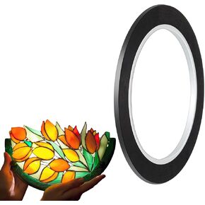 Innconee Black PET Stained Glass Decal Leading Strips 3mm 216ft Stained Glass Supplies Faux Stained Glass Kit for Glass Painting Glass Surfaces Gallery Window