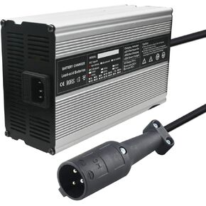 JFX 48V 15A Battery Charger for Ez Go Yamaha 48V Battery Club Car Golf Cart with 3 Pin Round Plug