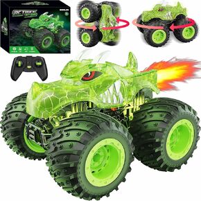 BAODLON Remote Control Monster Car, 2.4GHz RC Monster Trucks Toys for 3 4 5 6 7 8 Years Old Boys Kids, All Terrain RC Truck Off Road with Spray, Light, Rechargeable Battery, Christmas Birthday Gifts