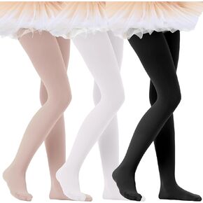 Citystl 3 Pairs Ballet Tights For Girls, Multiple Colors Toddler Ballet Tights, Kids School Dress Cotton Tights