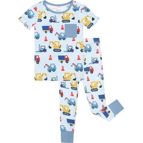 Toddler Boys Clothes-Viscose Made from Bamboo, Short Sleeve Top with Long Pants Sets 2Pcs Outfits Cute Playwear