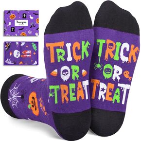 HAPPYPOP Halloween Gifts Spooky Gifts - Halloween Gifts Kids Boys Girls, Crazy Fun Pumpkin Socks for Teens Adult