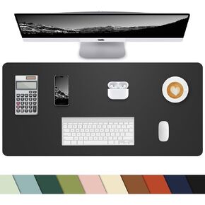 Non-Slip Desk mat,PULeather Desk Pad Protector, Office Desk Mat, Large Mouse Pad,Desk Blotter, Laptop Desk Pad, Waterproof Desk Writing Pad for Office and Home (Black, 40" x 17")