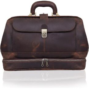 HLC Vintage Leather Briefcase Doctor Bag - Real Leather Briefcase - Style Handbag - Italian Handmade Medical Bag