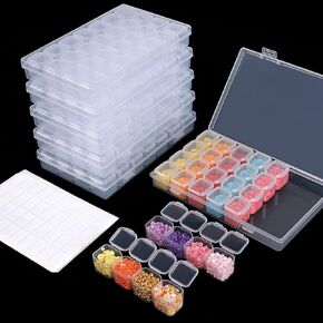 SGHUO 168 Slots 6pcs 28 Grids Diamond Painting Boxes Plastic Organizer, Bead Organizer