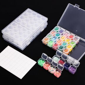 SGHUO 168 Slots 6pcs 28 Grids Diamond Painting Boxes Plastic Organizer, Bead Organizer