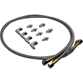 A-Team Performance - Braided Flexible Stainless Steel Transmission Cooler Hose Line And Aluminum Fittings Kit - Compatible with GM Ford Chevy