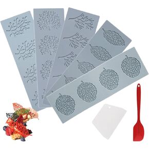 7Pcs Leaf Molds Silicone Fondant Molds with Dough Scraper Silicone Spatula, 3D Coral Branch Leaf Chocolate Molds, Silicone Molds for Baking, Sugar Craft, Wax, Gum Paste, Cupcakes, Clay