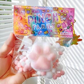 2pcs Squishy Cat Paw Squeeze Toys,Pinch Family,Cute Kawaii Squishies PVC Sensory Toys, Stress Relieving Fur Ball OPP Packaging Gifts, Fidget Toys Squishy Novelty Things Suitable for Kids Teenage