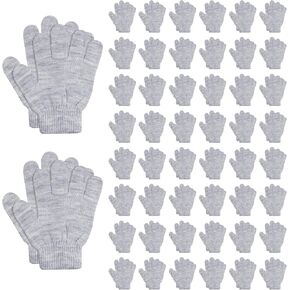 ONESING 50 Pairs Kids Gloves - Soft Knitted Children Gloves Bulk for Girls & Boys | Stretchy Gloves for Cold Weather