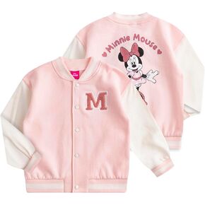 Disney Lilo & Stitch Minnie Mouse Girls Letterman Varsity Bomber Jacket for Big Kids