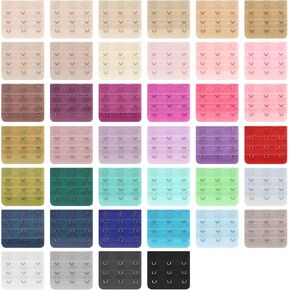 cobee 40 Pcs Assorted Colors Bra Extenders, 3 Hooks Women's Bra Extenders 3 Rows Spacing Bra Extension Strap Soft Bra Strap Clip Extender Bra Clasp