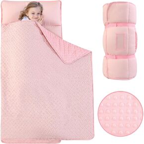 سجادات قيلولة للأطفال الصغار معنقدة لمرحلة ما قبل المدرسة للرعاية النهارية للفتيات من قماش الجاكار خصلات نوم للأطفال الصغار حقيبة قيلولة مع وسادة قابلة للإزالة لغرف النوم في رياض الأطفال أثناء السفر والتخييم in Kuwait