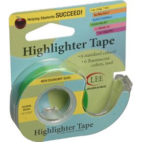 Lee Products Co. 1/2-Inch Wide 720-Inch Long Removable Highlighter Tape, Economy Size with Refillable Dispenser, Green (13976)