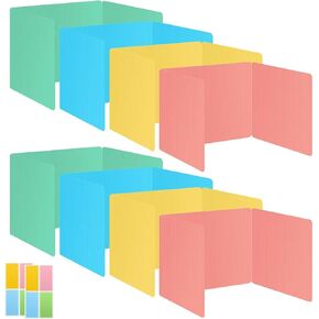 8 Pack Desk Privacy Panel Desk Divider - Pastel Color Testing Dividers for Classroom Supplies- Easy Clean Privacy Shields for Student Testing Desk dividers- Includes Extra Labels
