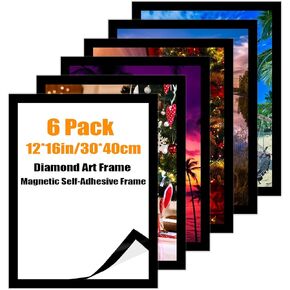 QUKLOGEN Diamond Art Frames 30x40cm,Magnetic Diamond Art Painting Canvas Frames 12"x16",PVC Self Adhesive Suitable for 12x16 inches Pictures for Home Office Wall Door Decor (6)