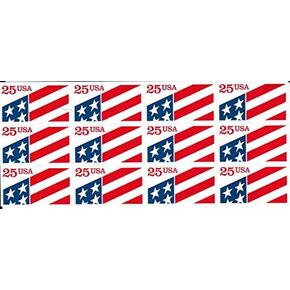 1990 ATM Plastic Flag Stamp Pane of 12 x 25 Cent Stamps Scott 2475