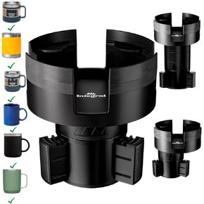 Integral Mug Integrator Expandable Mug Holder - YETI 14oz Rambler Cup Holder - Coffee Mug Car Cup Holder Expander with Adjustable Base - Rubber Tabs Hold Most Coffee Mugs Ramblers 10oz