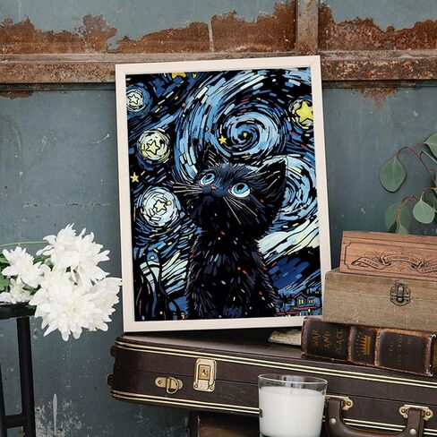 مجموعة فنية من PAITUEND Noctilucent Scratch Rainbow Painting Art Paper Scratch Painting Art للأطفال والكبار لوحة تزيينية إبداعية للخدش مع 4 أدوات 16 بوصة × 11 بوصة (سلسلة القطط) in Kuwait