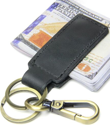 Genuine Leather Magnetic Money Clip with Car Keychain, Cash Card Holder, Slim Leather Money Clip for Men and Women in Kuwait