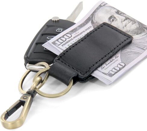 Genuine Leather Magnetic Money Clip with Car Keychain, Cash Card Holder, Slim Leather Money Clip for Men and Women in Kuwait