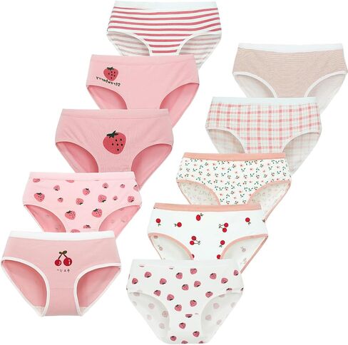 Girls Underwear Organic Cotton Cute Little Girls Panties Comfort Breathable Kids Hipster Briefs Pack of 10 in Saudi Arabia
