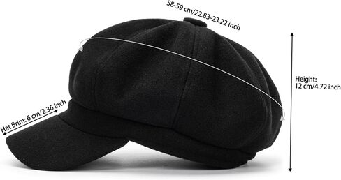 Pageboy Hat for Women Wool Felt Newsboy Caps Vintage 8 Panels Beret Plaid Cabbie Bakerboy Hats Captain Cap Hat S/M in Saudi Arabia