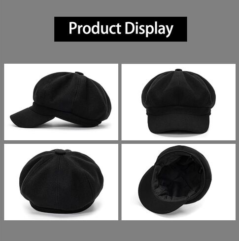 Pageboy Hat for Women Wool Felt Newsboy Caps Vintage 8 Panels Beret Plaid Cabbie Bakerboy Hats Captain Cap Hat S/M in Saudi Arabia