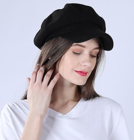 Pageboy Hat for Women Wool Felt Newsboy Caps Vintage 8 Panels Beret Plaid Cabbie Bakerboy Hats Captain Cap Hat S/M in Saudi Arabia