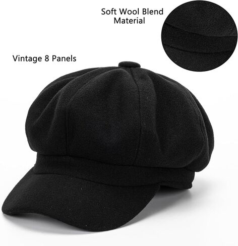 Pageboy Hat for Women Wool Felt Newsboy Caps Vintage 8 Panels Beret Plaid Cabbie Bakerboy Hats Captain Cap Hat S/M in Saudi Arabia