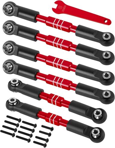 RC الألومنيوم Turnbuckles Camber Links ترقيات جزء لـ 1/10 Big Rock V3 3S BLX، 1/8 Typhon 3S BLX، Typhon Mega 550، قضبان ربط سبائك وشدادات قفز، أحمر in Saudi Arabia