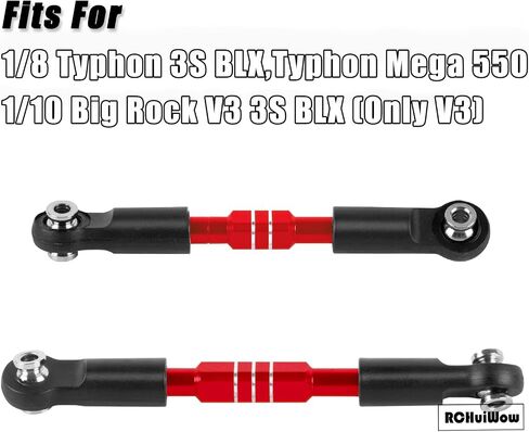 RC الألومنيوم Turnbuckles Camber Links ترقيات جزء لـ 1/10 Big Rock V3 3S BLX، 1/8 Typhon 3S BLX، Typhon Mega 550، قضبان ربط سبائك وشدادات قفز، أحمر in Saudi Arabia