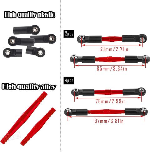 جزء ترقيات وصلات الحدبة من الألومنيوم لـ 1/10 Big Rock V3 3S BLX / 1/8 Typhon 3S BLX/Mega 550، (ليس من أجل Big Rock V1/V2) وصلات شدادات معدنية من سبيكة الحدبة، أحمر in Kuwait
