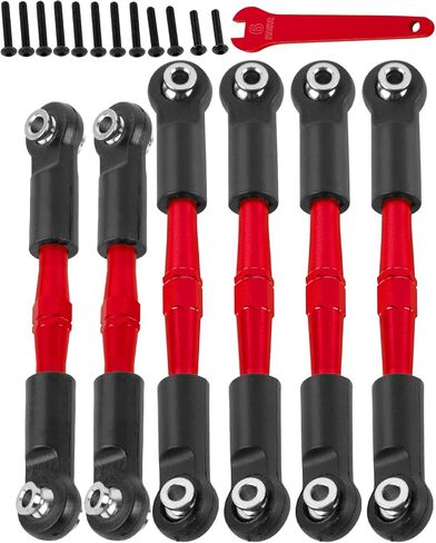 Alloy Aluminium RC Turnbuckles Camber Links Upgrades Part 1/8 Typhon 3S BLX,Typhon Mega 550,for 1/10 Big Rock V3 3S BLX(Only V3),Turnbuckles & Tie Rods Hop-up,6pcs,Red in Kuwait
