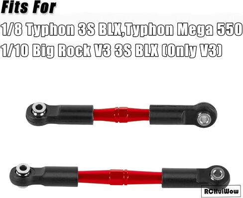 Alloy Aluminium RC Turnbuckles Camber Links Upgrades Part 1/8 Typhon 3S BLX,Typhon Mega 550,for 1/10 Big Rock V3 3S BLX(Only V3),Turnbuckles & Tie Rods Hop-up,6pcs,Red in Kuwait