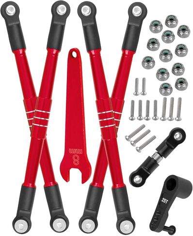 RC 7075 Aluminum Turnbuckles Camber Links Toe Link Upgrades Part for 1/8 Kraton 6S BLX,Notorious 6S V5,Outcast 6S BLX,1/7 Fireteam Big Rock,with 25T Servo Saver Arm Hops Up.(Red) in Saudi Arabia