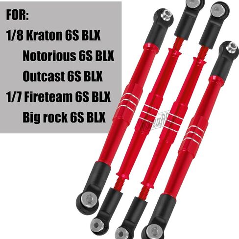 RC 7075 Aluminum Turnbuckles Camber Links Toe Link Upgrades Part for 1/8 Kraton 6S BLX,Notorious 6S V5,Outcast 6S BLX,1/7 Fireteam Big Rock,with 25T Servo Saver Arm Hops Up.(Red) in Saudi Arabia