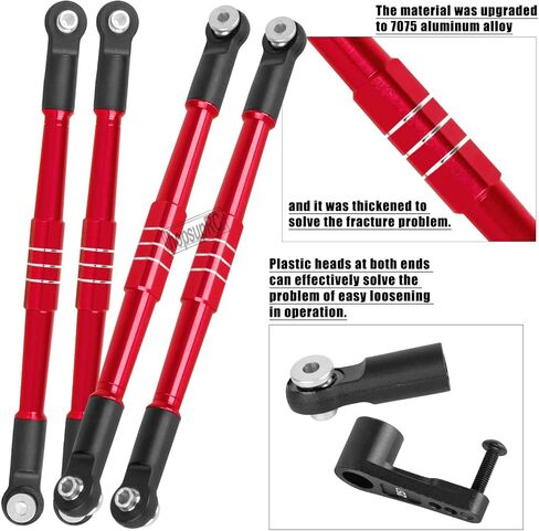 RC 7075 Aluminum Turnbuckles Camber Links Toe Link Upgrades Part for 1/8 Kraton 6S BLX,Notorious 6S V5,Outcast 6S BLX,1/7 Fireteam Big Rock,with 25T Servo Saver Arm Hops Up.(Red) in Saudi Arabia