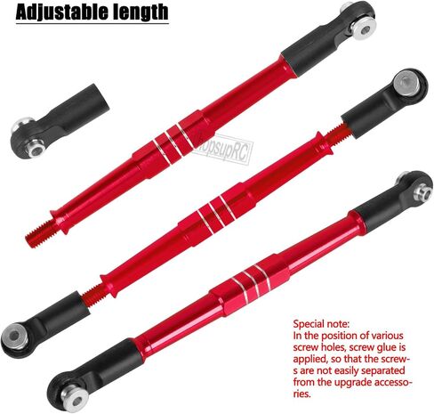 RC 7075 Aluminum Turnbuckles Camber Links Toe Link Upgrades Part for 1/8 Kraton 6S BLX,Notorious 6S V5,Outcast 6S BLX,1/7 Fireteam Big Rock,with 25T Servo Saver Arm Hops Up.(Red) in Saudi Arabia