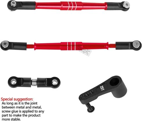 RC 7075 Aluminum Turnbuckles Camber Links Toe Link Upgrades Part for 1/8 Kraton 6S BLX,Notorious 6S V5,Outcast 6S BLX,1/7 Fireteam Big Rock,with 25T Servo Saver Arm Hops Up.(Red) in Saudi Arabia