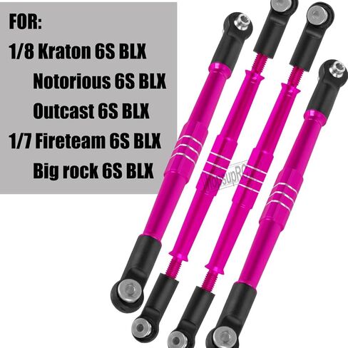 RC 7075 Aluminum Turnbuckles Camber Links Toe Link Upgrades Part for 1/8 Kraton 6S BLX,Notorious 6S V5,Outcast 6S BLX,1/7 Fireteam Big Rock,with 25T Servo Saver Arm Hops Up.(Red) in Saudi Arabia