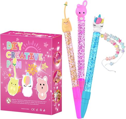 DIY Sparkly Pens for Kids – 3 Customizable Pens for Creative Crafting, Perfect Easter Basket Stuffers and Gifts for Boys and Girls 4-9 Years Old, Fun Art Project and Craft Kit in Saudi Arabia