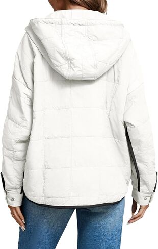 Tankaneo Womens Oversized Puffer Pullover Jacket Quilted Color Block Puffy Hooded Coat Fall Hoodies Outerwear with Pockets in Saudi Arabia