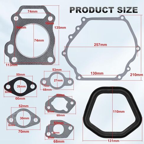 Wai Danie Carburetor Cylinder Head Full Gasket Kit Compatible with Honda GX240 GX270 8HP 9HP 173F 177F Engine 06111-ZH9-405 Lawn Mowers Parts & Accessories Crankcase Gasket in Kuwait