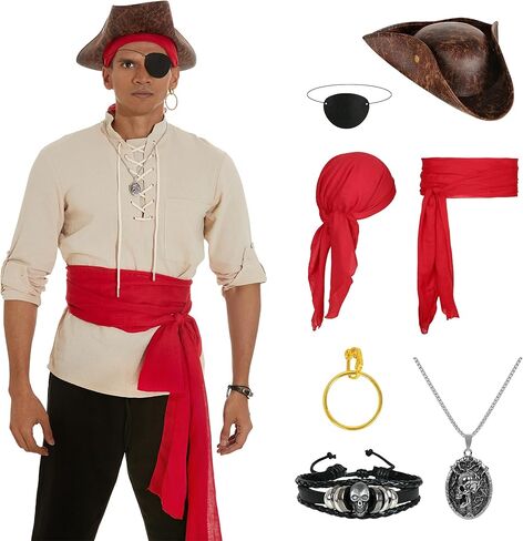 Pirate Costume Accessories Set Pirate Hat for Women Men Halloween Accessories in Saudi Arabia