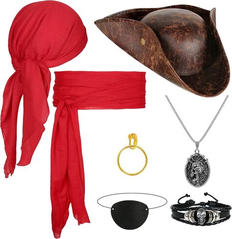 Pirate Costume Accessories Set Pirate Hat for Women Men Halloween Accessories in Saudi Arabia
